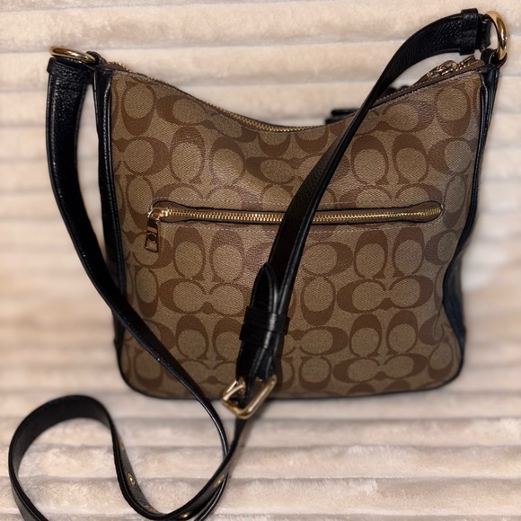 Coach Signature Brown and Black Crossbody Bag - Picture 5 of 7